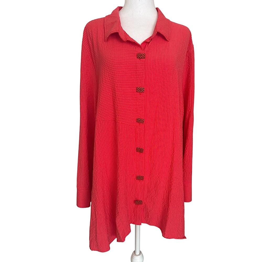 Habitat Clothes To Live In Top Women’s Asymmetrical Button-Up Tunic Pink Size XL